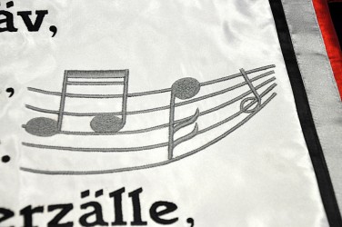 Stickereidetail Fahne für Freizeitverein.