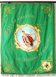 Historische Feuerwehrfahne des Feuerwehrvereins Pezinok