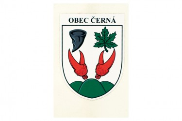 Aufkleber mit dem Wappen und Namen der Gemeinde Černá