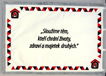 Bestickte festliche Flagge für die Firma Požární bezpečnost (Brandschutz)