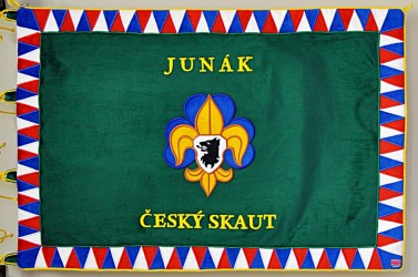 Vyšívaná prapor Junák - český skaut